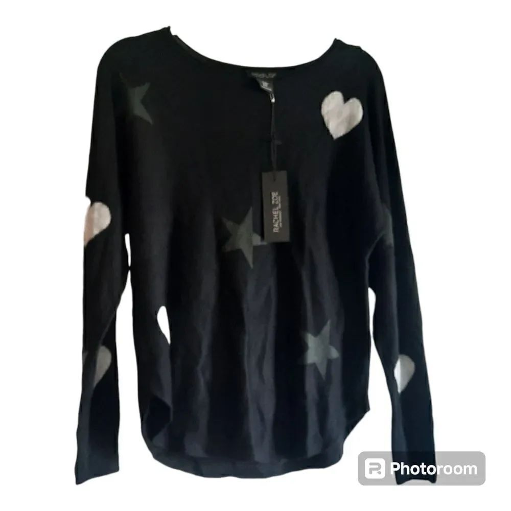 Rachel Zoe Heart And Star Print Pull On Sweater